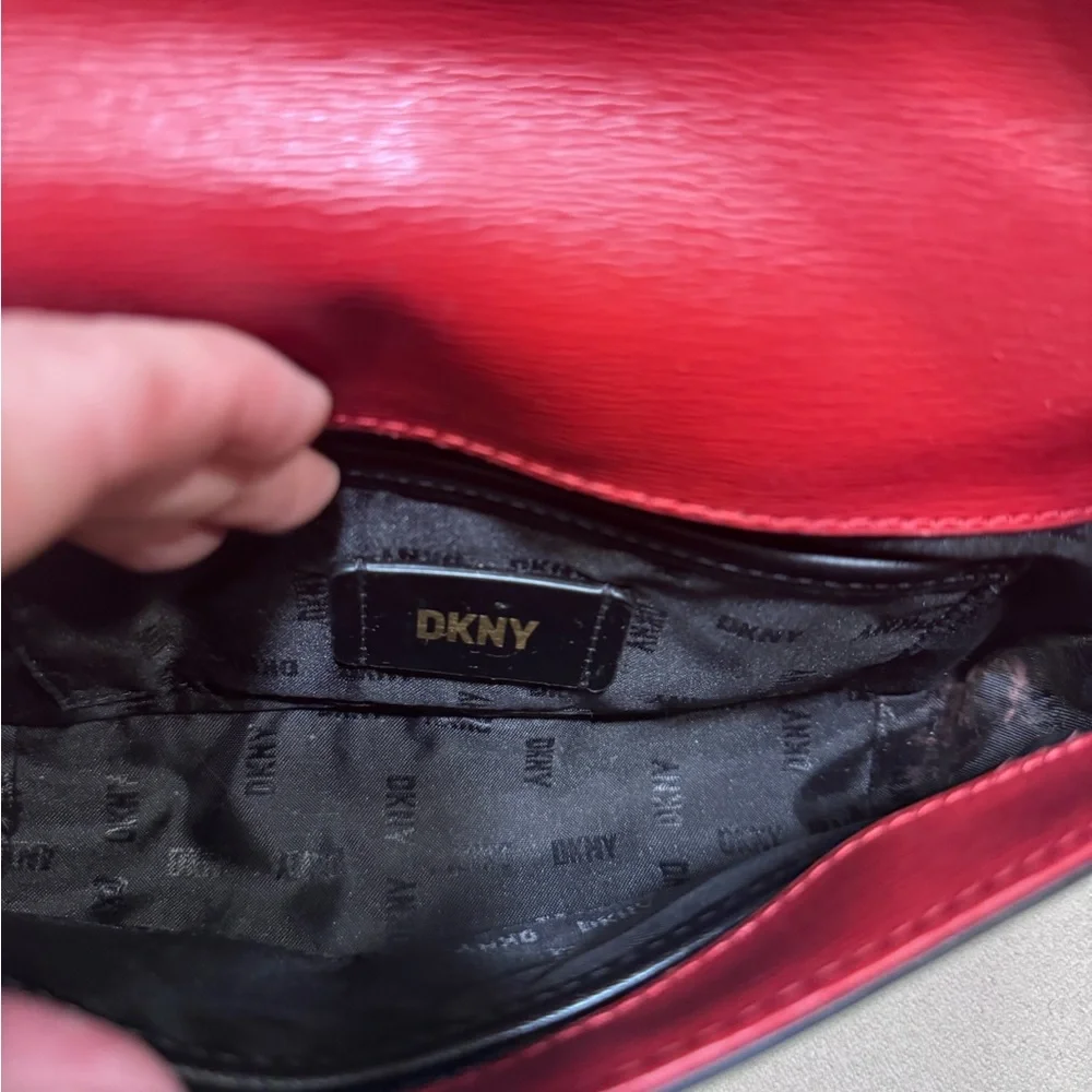 DKNY Sutton Red Leather Bryant Flap Crossbody